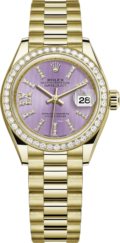 Rolex,Lady-Datejust 28mm,28mm,Yellow Gold,Purple,Automatic,Day,55hours,279138RBR,279138RBR-0010