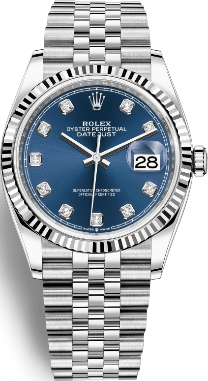 Rolex,Datejust 36 36mm,36mm,White Gold,Stainless Steel,Blue,Automatic,Day,70hours,126234,126234-0037