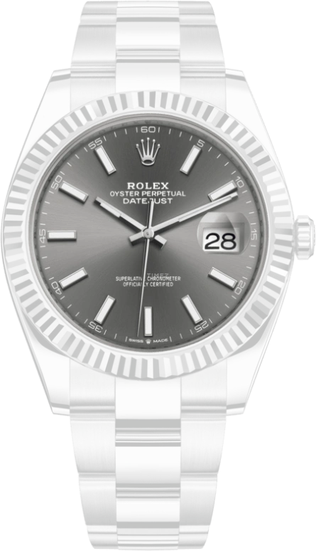 Rolex,Datejust 41 41mm,41mm,White Gold,Stainless Steel,Grey,Automatic,Day,70hours,126334,126334-0013