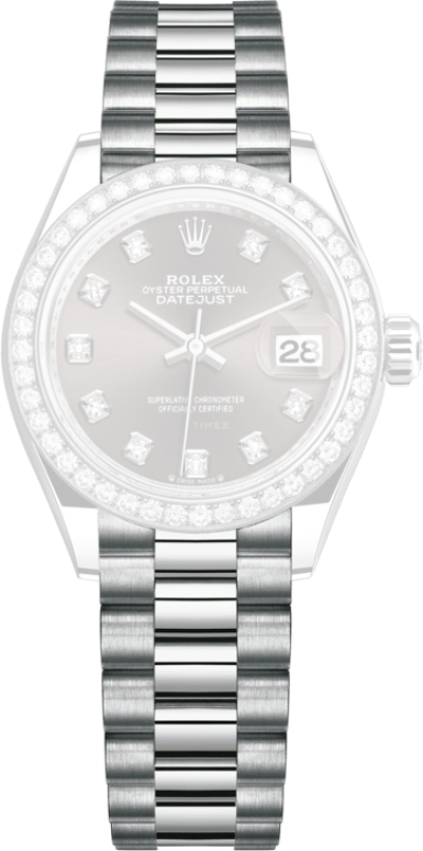 Rolex,Lady-Datejust 28mm,28mm,White Gold,Grey,Automatic,Day,55hours,279139RBR,279139RBR-0011