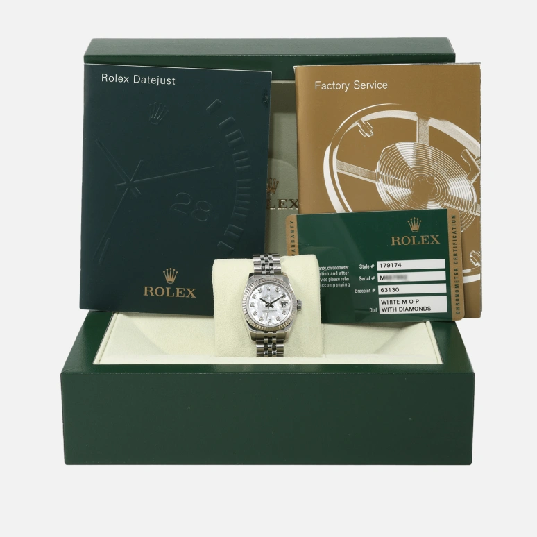 Rolex,Lady-Datejust 26mm,26mm,Stainless Steel,White,Automatic,Day,48hours,179174,179174-NG-63130