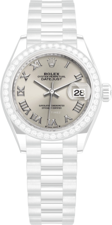 Rolex,Lady-Datejust 28mm,28mm,White Gold,Silver,Automatic,Day,55hours,279139RBR,279139RBR-0007