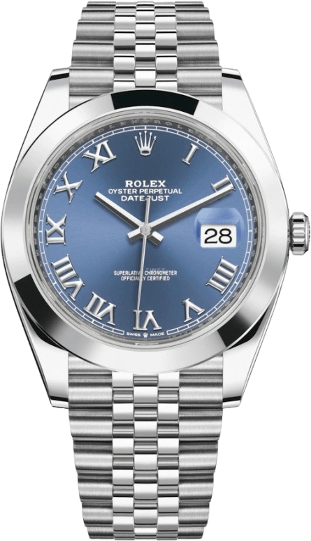 Rolex,Datejust 41 41mm,41mm,Stainless Steel,Blue,Automatic,Day,70hours,126300,126300-0018