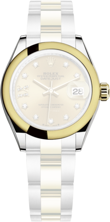 Rolex,Lady-Datejust 28mm,28mm,Yellow Gold,Stainless Steel,Champagne,Automatic,Day,55hours,279163,279163-0021