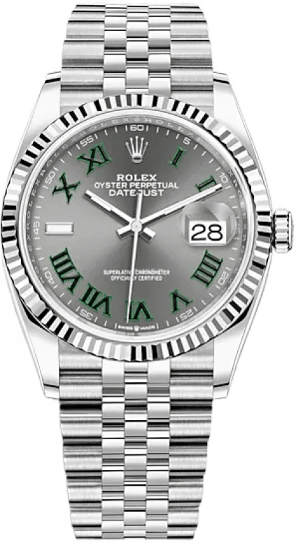 Rolex,Datejust 36 36mm,36mm,White Gold,Stainless Steel,Grey,Automatic,Day,70hours,126234,126234-0045