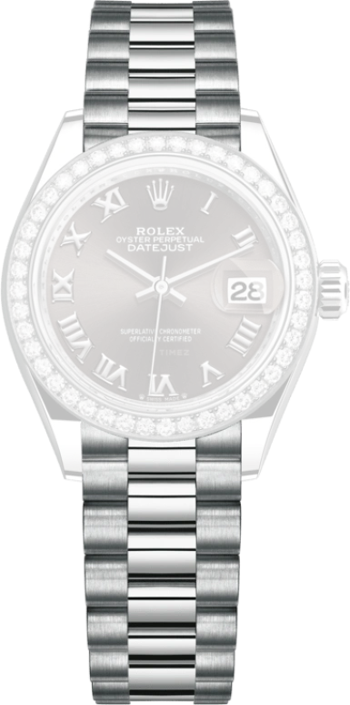 Rolex,Lady-Datejust 28mm,28mm,White Gold,Grey,Automatic,Day,55hours,279139RBR,279139RBR-0010