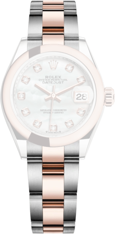 Rolex,Lady-Datejust 28mm,28mm,Everose Gold,Oystersteel,White,Automatic,Day,55hours,279161,279161-0014