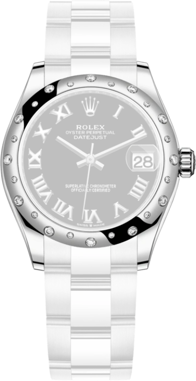 Rolex,Datejust 31 31mm,31mm,White Gold,Stainless Steel,Black,Automatic,Day,55hours,278344RBR,278344RBR-0001