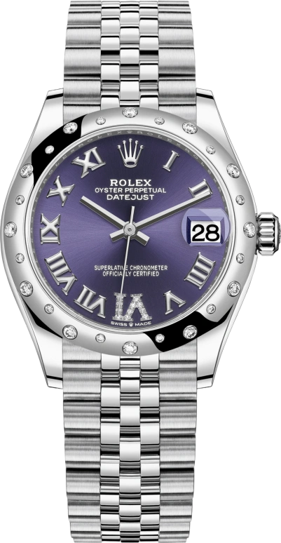 Rolex,Datejust 31 31mm,31mm,White Gold,Stainless Steel,Purple,Automatic,Day,55hours,278344RBR,278344RBR-0028