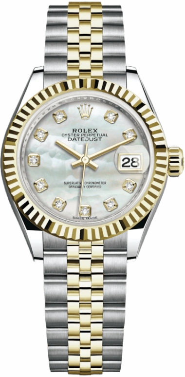 Rolex,Lady-Datejust 28mm,28mm,Yellow Gold,Oystersteel,White,Automatic,Day,55hours,279173,279173-0013