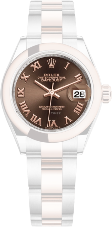 Rolex,Lady-Datejust 28mm,28mm,Everose Gold,Oystersteel,Brown,Automatic,Day,55hours,279161,279161-0010