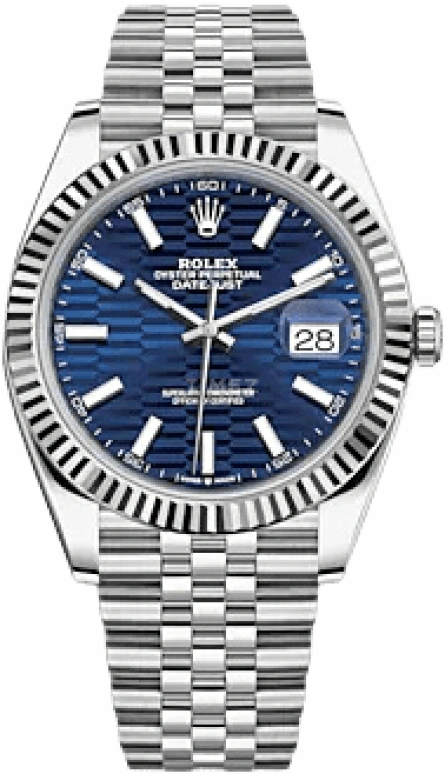 Rolex,Datejust 41 41mm,41mm,White Gold,Stainless Steel,Blue,Automatic,Day,70hours,126334,126334-0032