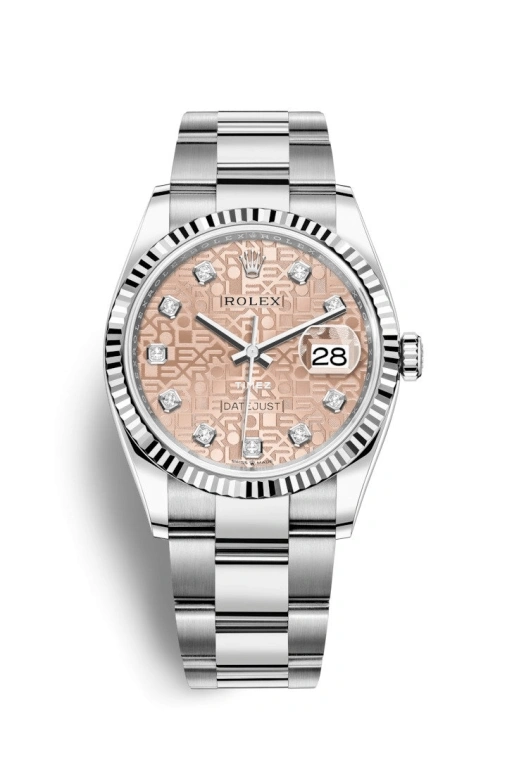 Rolex,Datejust 36 36mm,36mm,White Gold,Stainless Steel,Pink,Automatic,Day,70hours,126234,126234-0024