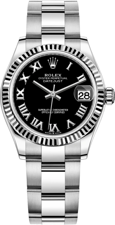 Rolex,Datejust 31 31mm,31mm,White Gold,Stainless Steel,Black,Automatic,Day,55hours,278274,278274-0001