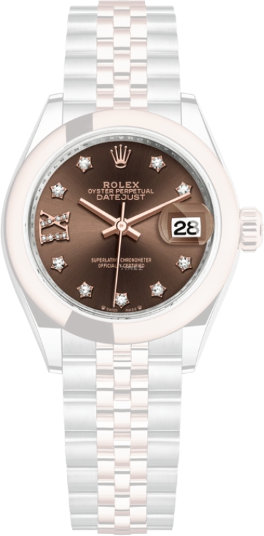 Rolex,Lady-Datejust 28mm,28mm,Everose Gold,Oystersteel,Brown,Automatic,Day,55hours,279161,279161-0003