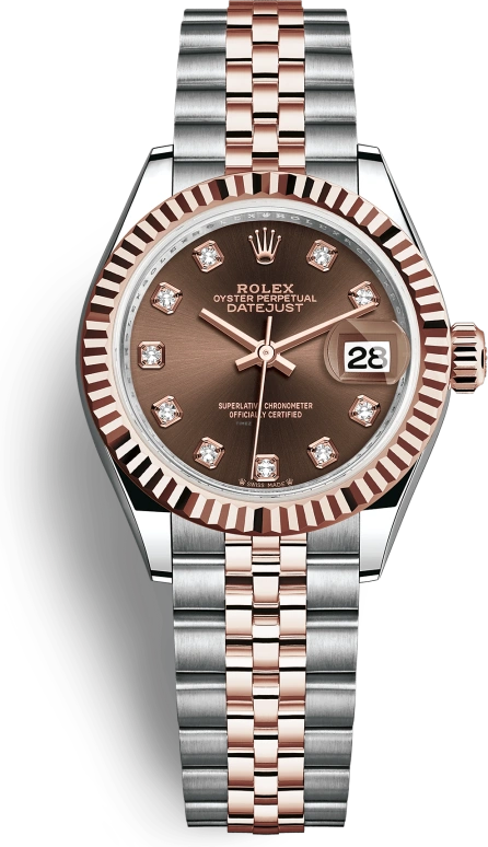 Rolex,Lady-Datejust 28mm,28mm,Everose Gold,Oystersteel,Brown,Automatic,Day,55hours,279171,279171-0011