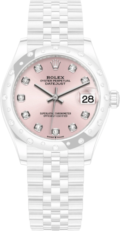 Rolex,Datejust 31 31mm,31mm,White Gold,Stainless Steel,Pink,Automatic,Day,55hours,278344RBR,278344RBR-0034