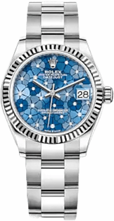 Rolex,Datejust 31 31mm,31mm,White Gold,Stainless Steel,Blue,Automatic,Day,55hours,278274,278274-0035