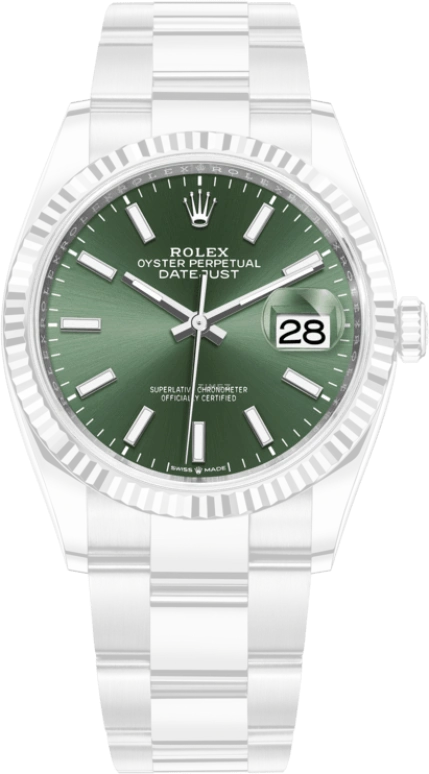 Rolex,Datejust 36 36mm,36mm,Oystersteel,Stainless Steel,Green,Automatic,Day,70hours,126234,126234-0052