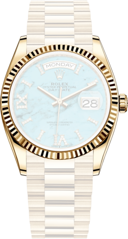 Rolex,Day-Date 36 36mm,36mm,Yellow Gold,Blue,Automatic,Date,Day,128238,128238-0071