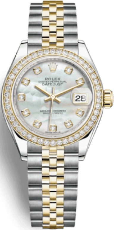 Rolex,Lady-Datejust 28mm,28mm,Yellow Gold,Oystersteel,White,Automatic,Day,55hours,279383RBR,279383RBR-0019