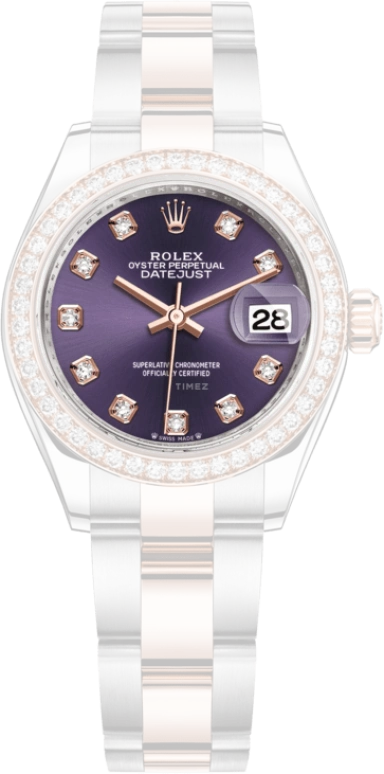 Rolex,Lady-Datejust 28mm,28mm,Rose Gold,Stainless Steel,Purple,Automatic,Day,55hours,279381RBR,279381RBR-0016