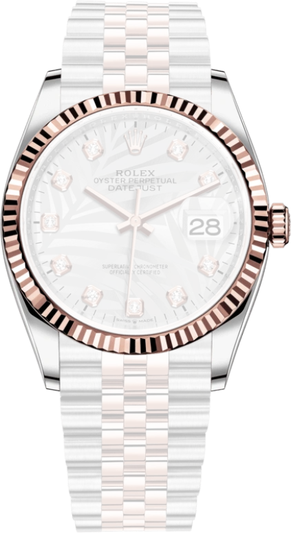 Rolex,Datejust 36 36mm,36mm,Rose Gold,Stainless Steel,Silver,Grey,Automatic,Day,70hours,126231,126231-0037