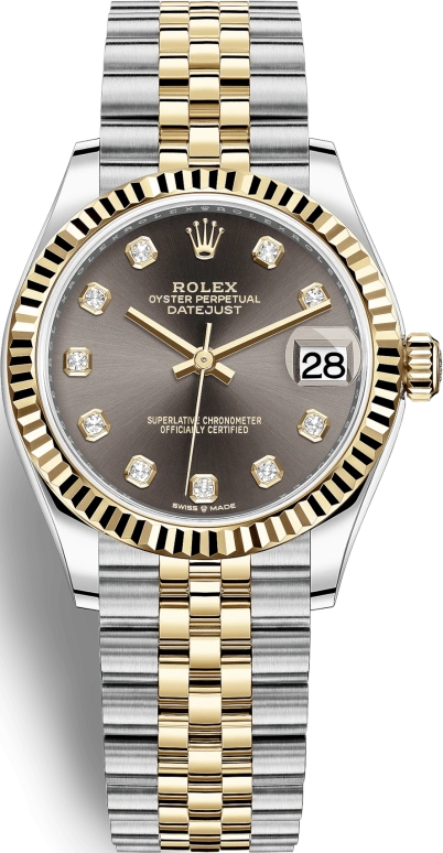 Rolex,Datejust 31 31mm,31mm,Yellow Gold,Stainless Steel,Grey,Automatic,Day,55hours,278273,278273-0022