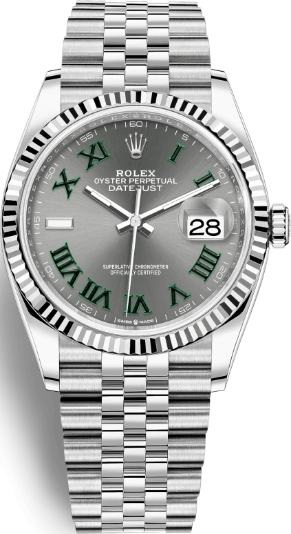 Rolex,Datejust 36 36mm,36mm,White Gold,Stainless Steel,Grey,Automatic,Day,70hours,126234,126234-0045