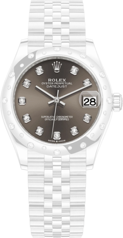 Rolex,Datejust 31 31mm,31mm,White Gold,Stainless Steel,Grey,Automatic,Day,55hours,278344RBR,278344RBR-0008