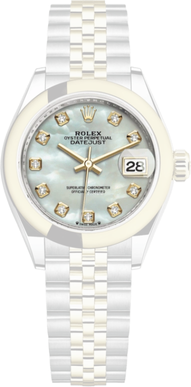 Rolex,Lady-Datejust 28mm,28mm,Yellow Gold,Oystersteel,White,Automatic,Day,55hours,279163,279163-0013