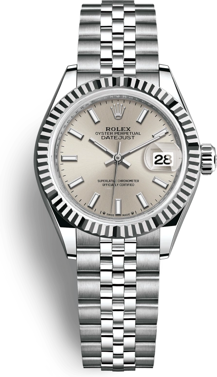 Rolex,Lady-Datejust 28mm,28mm,White Gold,Stainless Steel,Silver,Automatic,Day,55hours,279174,279174-0005