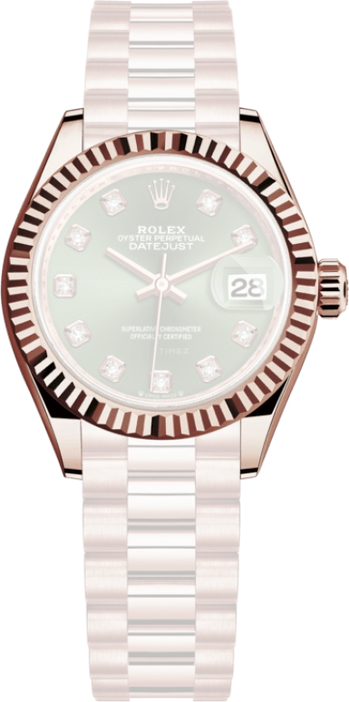 Rolex,Lady-Datejust 28mm,28mm,Everose Gold,Green,Automatic,Day,55hours,279175,279175-0009