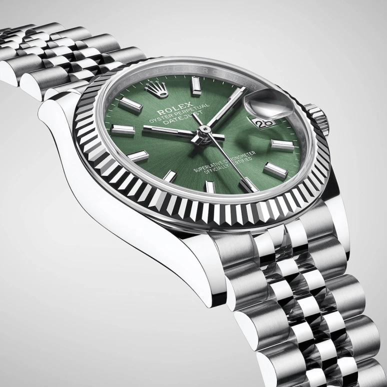 Rolex,Datejust 31 31mm,31mm,White Gold,Stainless Steel,Green,Automatic,Day,55hours,278274,278274-0018