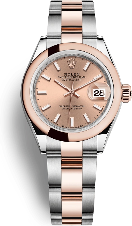 Rolex,Lady-Datejust 28mm,28mm,Rose Gold,Stainless Steel,Pink,Automatic,Day,55hours,279161,279161-0024