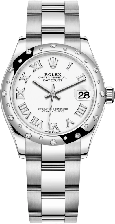 Rolex,Datejust 31 31mm,31mm,White Gold,Stainless Steel,White,Automatic,Day,55hours,278344RBR,278344RBR-0011