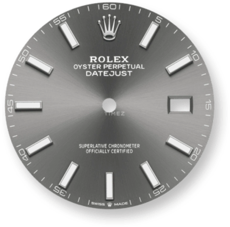 Rolex,Datejust 41 41mm,41mm,Stainless Steel,Grey,Automatic,Day,70hours,126300,126300-0008