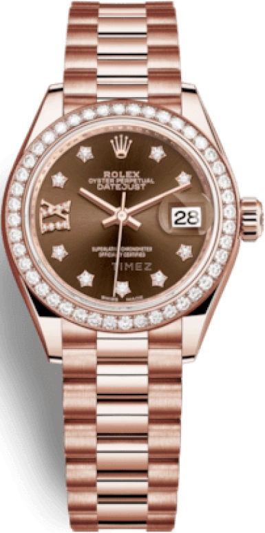 Rolex,Lady-Datejust 28mm,28mm,Rose Gold,Brown,Automatic,Day,55hours,279135RBR,279135RBR-0001