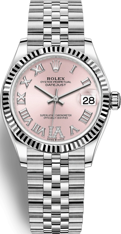 Rolex,Datejust 31 31mm,31mm,White Gold,Stainless Steel,Pink,Automatic,Day,55hours,278274,278274-0024