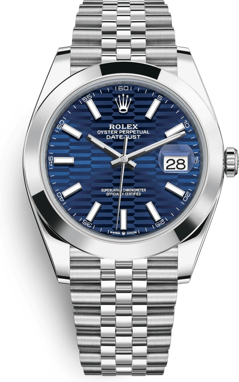 Rolex,Datejust 41 41mm,41mm,Stainless Steel,Blue,Automatic,Day,70hours,126300,126300-0024