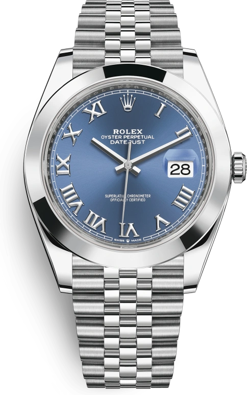 Rolex,Datejust 41 41mm,41mm,Stainless Steel,Blue,Automatic,Day,70hours,126300,126300-0018