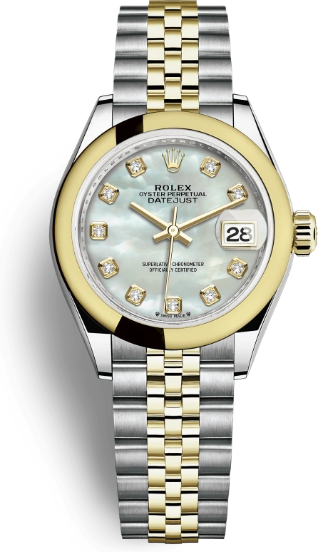 Rolex,Lady-Datejust 28mm,28mm,Yellow Gold,Oystersteel,White,Automatic,Day,55hours,279163,279163-0013