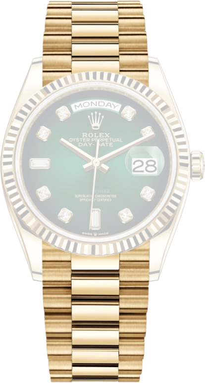 Rolex,Day-Date 36 36mm,36mm,Yellow Gold,Green,Automatic,Date,Day,128238,128238-0069