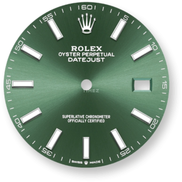 Rolex,Datejust 41 41mm,41mm,White Gold,Stainless Steel,Green,Automatic,Day,70hours,126334,126334-0028