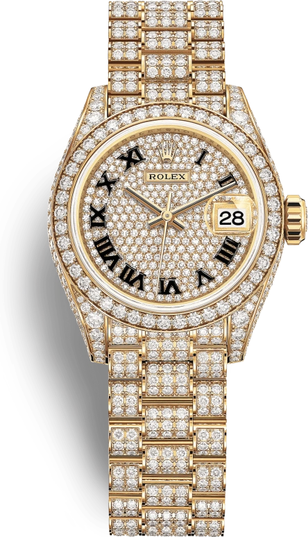 Rolex,Lady-Datejust 28mm,28mm,Yellow Gold,Gold,Silver,Automatic,Day,55hours,Neymar,279458RBR,279458RBR-0001