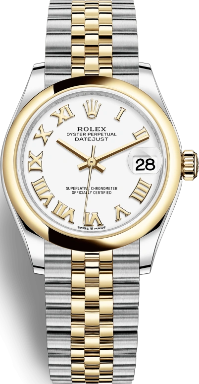 Rolex,Datejust 31 31mm,31mm,Yellow Gold,Stainless Steel,White,Automatic,Day,55hours,278243,278243-0002