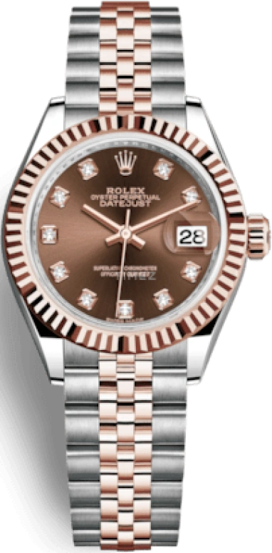 Rolex,Lady-Datejust 28mm,28mm,Everose Gold,Oystersteel,Brown,Automatic,Day,55hours,279171,279171-0011