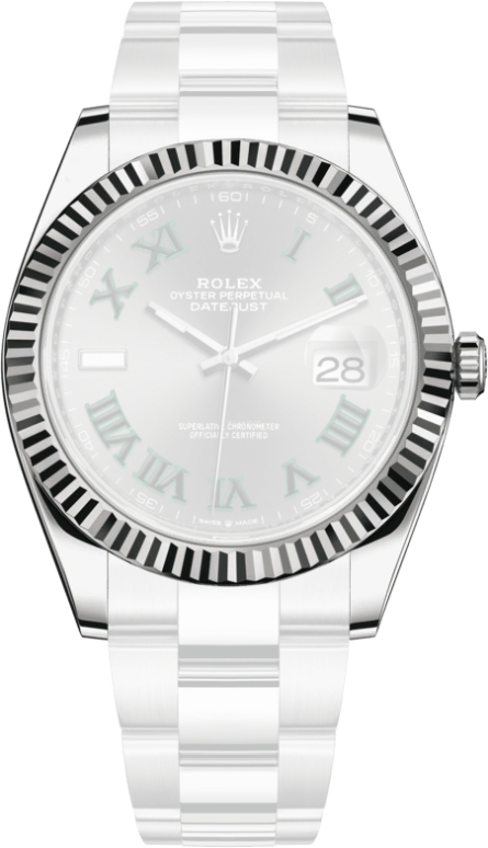 Rolex,Datejust 41 41mm,41mm,White Gold,Stainless Steel,Grey,Automatic,Day,70hours,126334,126334-0021