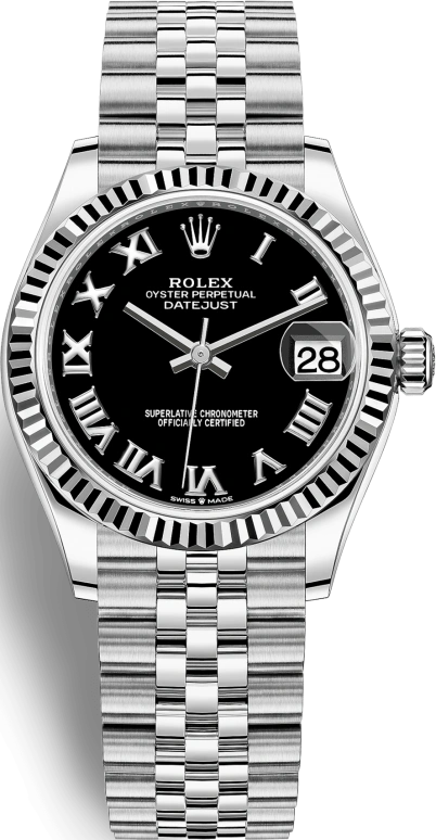 Rolex,Datejust 31 31mm,31mm,White Gold,Stainless Steel,Black,Automatic,Day,55hours,278274,278274-0002