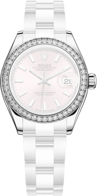 Rolex,Lady-Datejust 28mm,28mm,White Gold,Stainless Steel,Pink,Automatic,Day,55hours,279384RBR,279384RBR-0002